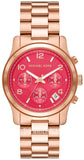 Michael Kors Runway Chronograph Pink Dial Rose Gold Steel Strap Watch For Women - MK7352 Authentic Buy Shop Now