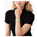 Michael Kors Everest Three Hand Mother of Pearl White Dial Gold Steel Strap Watch For Women - MK7401 Authentic Buy Shop Now