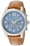 Michael Kors Lexington Chronograph Blue Dial Brown Leather Strap Watch For Men - MK8537 Authentic Buy Shop Now