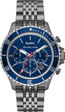 Michael Kors Bayville Chronograph Blue Dial Grey Steel Strap Watch For Men - MK8727 Authentic Buy Shop Now