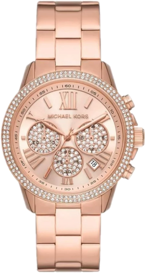 Michael Kors Bryn Chronograph Rose Gold Dial Rose Gold Steel Strap Watch For Women - MK7200 Authentic Buy Shop Now