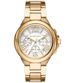 Michael Kors Camille Chronograph White Dial Gold Steel Strap Watch For Women - MK7270 Authentic Buy Shop Now