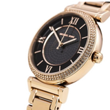 Michael Kors Catlin Black Diamonds Dial Rose Gold Steel Strap Watch for Women - MK3356 Authentic Buy Shop Now