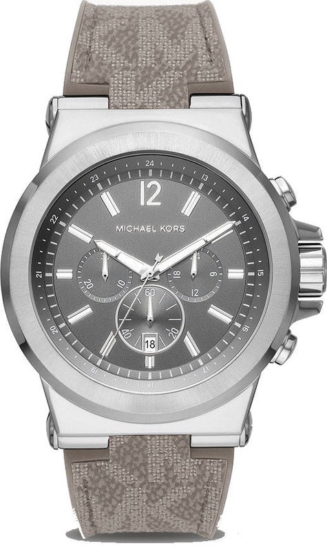 Michael Kors Dylan Chronograph Grey Dial Grey PVC Strap Watch For Men - MK8935 Authentic Buy Shop Now