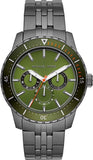 Michael Kors Cunningham Multifunction Chronograph Green Dial Grey Steel Strap Watch For Men - MK7158 Authentic Buy Shop Now