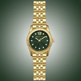 Michael Kors Lexington Pave Three-Hand Green Dial Gold Steel Strap Watch for Women - MK4842 Authentic Buy Shop Now