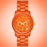 Michael Kors Runway Chronograph Limited Edition Orange Dial Orange Steel Strap Watch for - MK7477LE Authentic Buy Shop Now