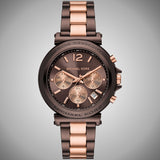 Michael Kors Maren Chronograph Brown Dial Two Tone Steel Strap Watch for Women - MK7496 Authentic Buy Shop Now