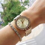Michael Kors Darci Silver Dial Gold Stainless Steel Strap Watch for Women - MK3191 Authentic Buy Shop Now
