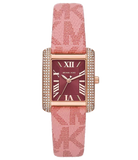 Michael Kors Emery Quartz Diamonds Red Dial Pink Leather Strap Watch For Women - MK2966 Authentic Buy Shop Now