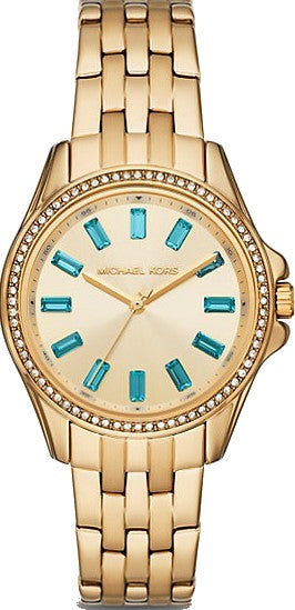 Michael Kors Mini Pilot Quartz Gold Dial Gold Steel Strap Watch For Women - MK7366 Authentic Buy Shop Now