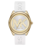 Michael Kors Janelle Three Hand Silver Dial White Rubber Strap Watch For Women - MK7141 Authentic Buy Shop Now