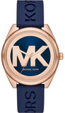 Michael Kors Janelle Three Hand Blue Dial Blue Rubber Strap Watch For Women - MK7140 Authentic Buy Shop Now