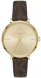 Michael Kors Jayne Three Hand Gold Dial Brown Leather Strap Watch For Women - MK7129 Authentic Buy Shop Now