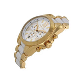 Michael Kors Bradshaw Chronograph White Dial Two Tone Steel Strap Watch For Women - MK5743 Authentic Buy Shop Now