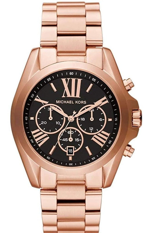 Michael Kors Bradshaw Black Dial Rose Gold Steel Strap Watch for Women - MK5854 Authentic Buy Shop Now