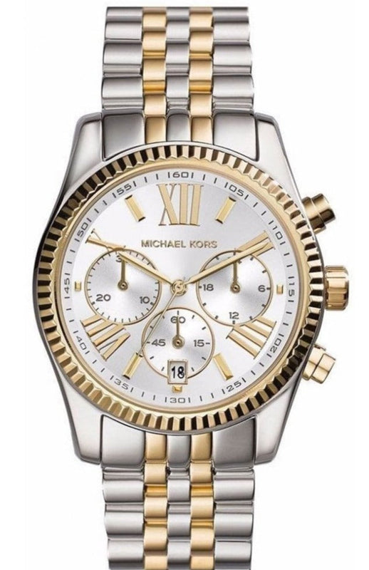 Michael Kors Lexington Silver Dial Two Tone Steel Strap Watch for Women - MK5955 Authentic Buy Shop Now