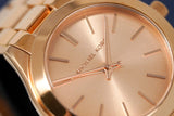 Michael Kors Mini Slim Runway Chronograph Quartz Rose Gold Dial Rose Gold Steel Strap Watch For Women - MK3205 Authentic Buy Shop Now