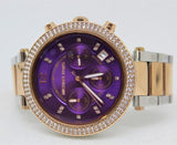 Michael Kors Parker Chronograph Purple Dial Two Tone Steel Strap Watch For Women - MK6108 Authentic Buy Shop Now