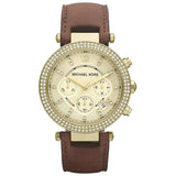 Michael Kors Parker Champagne Gold Dial Brown Leather Strap Watch for Women - MK2249 Authentic Buy Shop Now