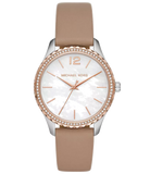 Michael Kors Layton Mother of Pearl White Dial Brown Leather Strap Watch For Women - MK2910 Authentic Buy Shop Now