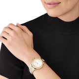 Michael Kors Lenox Three Hand Silver Dial Gold Steel Strap Watch For Women - MK7361 Authentic Buy Shop Now