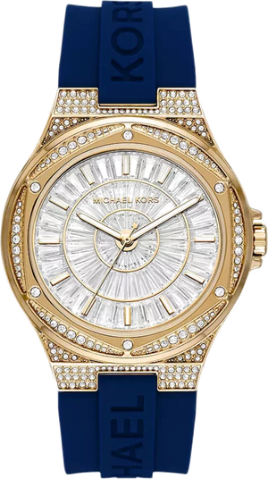 Michael Kors Lennox Three Hand White Dial Blue Silicone Strap Watch For Women - MK7333 Authentic Buy Shop Now