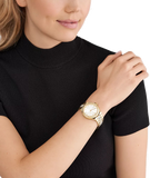 Michael Kors Lenox Three Hand Silver Dial Gold Steel Strap Watch For Women - MK7361 Authentic Buy Shop Now