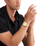 Michael Kors Lennox Chronograph White Dial Gold Steel Strap Watch For Men - MK9120 Authentic Buy Shop Now