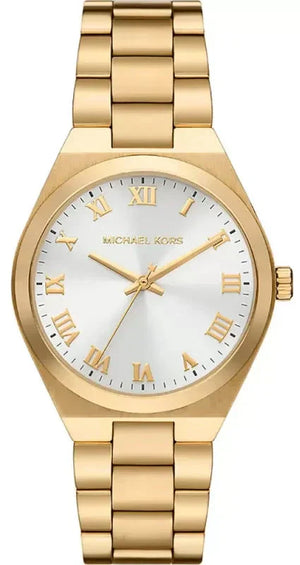 Michael Kors Lennox Three Hand Silver Dial Gold Steel Strap Watch For Women - MK7391 Authentic Buy Shop Now