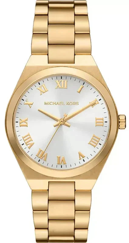 Michael Kors Lennox Three Hand Silver Dial Gold Steel Strap Watch For Women - MK7391 Authentic Buy Shop Now