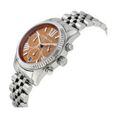 Michael Kors Lexington Chronograph Brown Dial Silver Steel Strap Watch For Women - MK6221 Authentic Buy Shop Now
