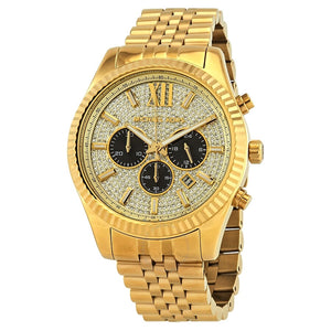 Michael Kors Lexington Crystals Gold Dial Gold Steel Strap Watch for Men - MK8494 Authentic Buy Shop Now