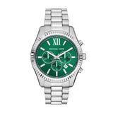 Michael Kors Lexington Chronograph Green Dial Silver Steel Strap Watch for Women - MK9152 Authentic Buy Shop Now