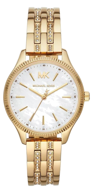 Michael Kors Lexington Three Hand White Dial Gold Steel Strap Watch For Women - MK4492 Authentic Buy Shop Now