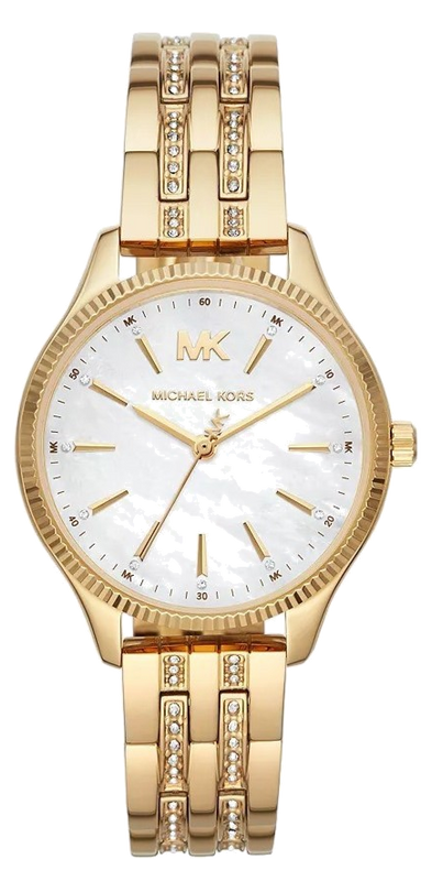 Michael Kors Lexington Three Hand White Dial Gold Steel Strap Watch For Women - MK4492 Authentic Buy Shop Now
