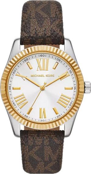 Michael Kors Lexington Silver Dial Brown Leather Strap Watch For Women - MK4745 Authentic Buy Shop Now