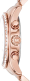 Michael Kors Lexington Chronograph Red Dial Rose Gold Steel Strap Watch For Women - MK7275 Authentic Buy Shop Now