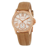 Michael Kors Sage Three-Hand Mother of Pearl White Dial Brown Leather Strap Watch for Women - MK4819 Authentic Buy Shop Now