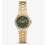 Michael Kors Lennox Quartz Green Dial Gold Steel Strap Watch For Women - MK7395 Authentic Buy Shop Now