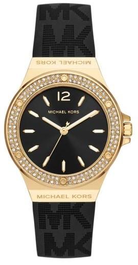 Michael Kors Mini Lennox Quartz Black Dial Black Silicone Strap Watch For Women - MK7281 Authentic Buy Shop Now
