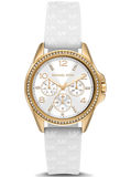 Michael Kors Mini Pilot Quartz Silver Dial White Silicone Strap Watch For Women - MK7372 Authentic Buy Shop Now