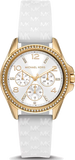 Michael Kors Mini Pilot Quartz Silver Dial White Silicone Strap Watch For Women - MK7372 Authentic Buy Shop Now