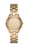 Michael Kors Slim Runway Gold Dial Gold Steel Strap Watch for Women - MK3477 Authentic Buy Shop Now