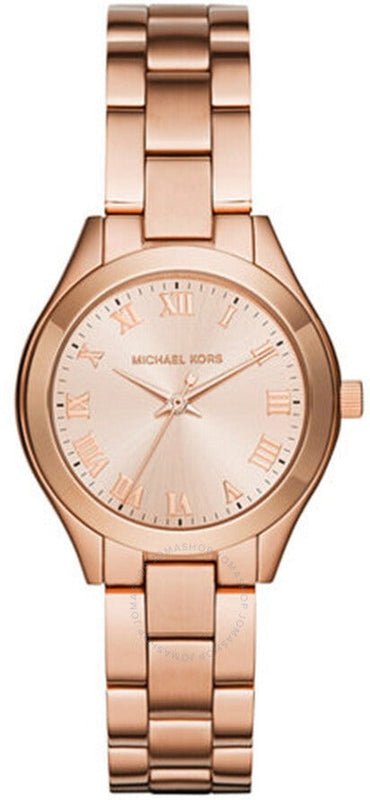 Michael Kors Mini Slim Runway Rose Gold Dial Rose Gold Steel Strap Watch For Women - MK3457 Authentic Buy Shop Now