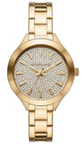 Michael Kors Slim Runway Crystals Gold Dial Gold Steel Strap Watch for Women - MK1046 Authentic Buy Shop Now