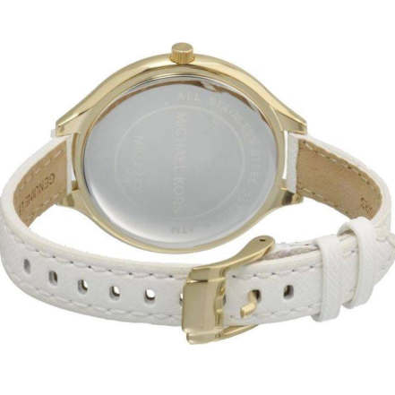 Michael Kors Slim Runway White Dial White Leather Strap Watch For Women - MK2273 Authentic Buy Shop Now
