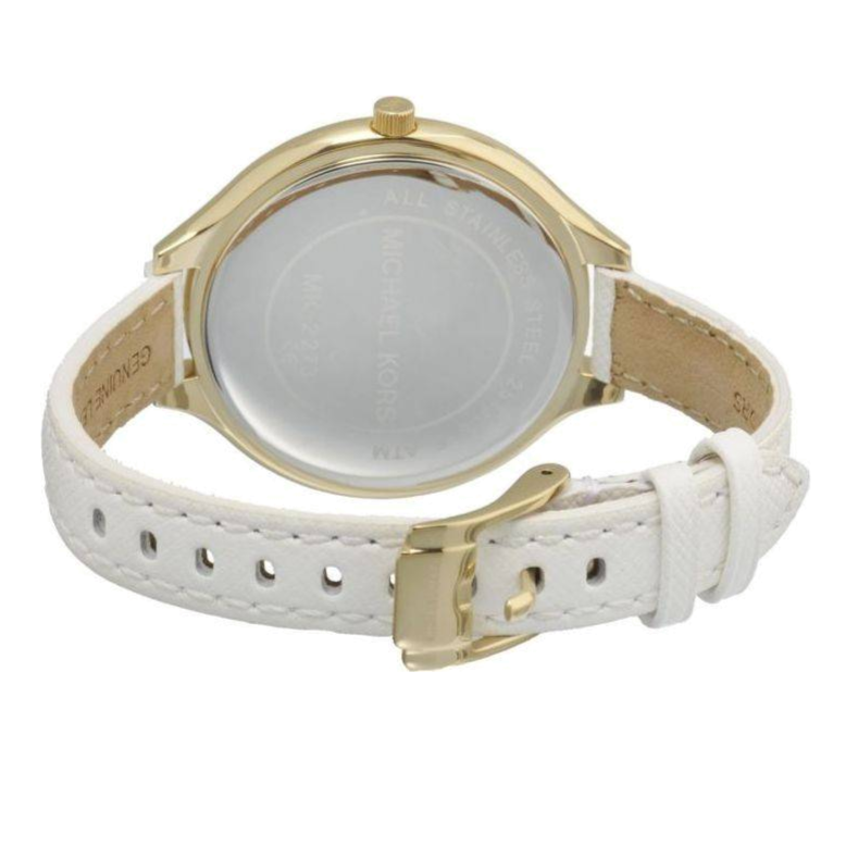 Michael Kors Slim Runway White Dial White Leather Strap Watch For Women - MK2273 Authentic Buy Shop Now