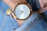 Michael Kors Jaryn Quartz Gold Dial Pink Leather Strap Watch For Women - MK2471 Authentic Buy Shop Now