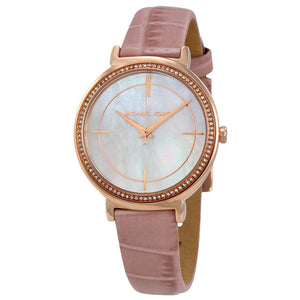 Michael Kors Cinthia Mother of Pearl Dial Pink Leather Strap Watch for Women - MK2663 Authentic Buy Shop Now